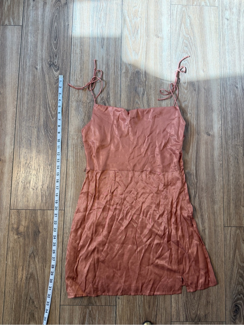Satin Tie-Shoulder Mini Dress in Dusty Rose